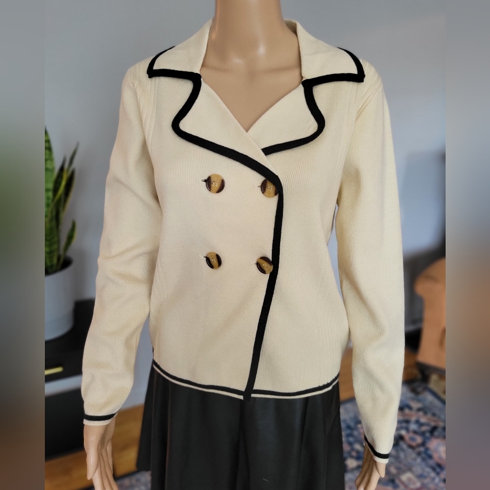 MOTF Cream Double-Breasted Women's Sweater Jacket - Size S - NWOT